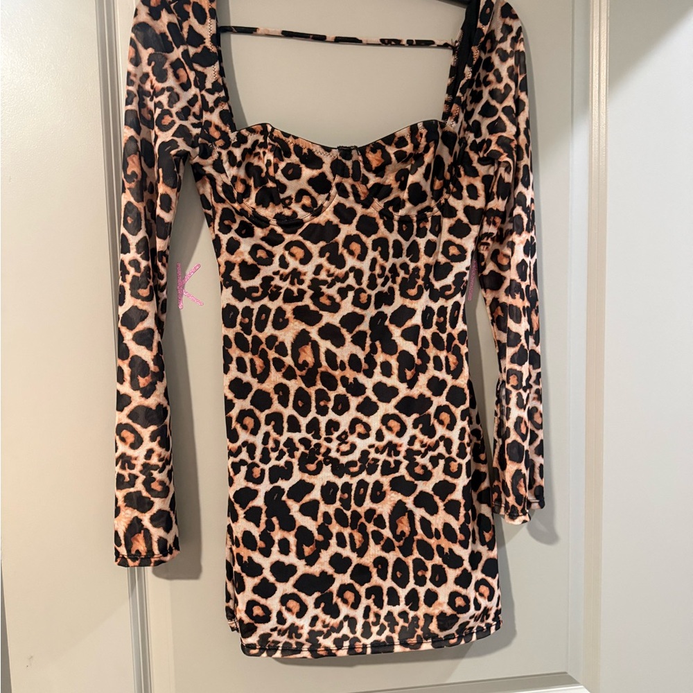Viral Tik Tok Shop Leopard Print Long Sleeve Dress